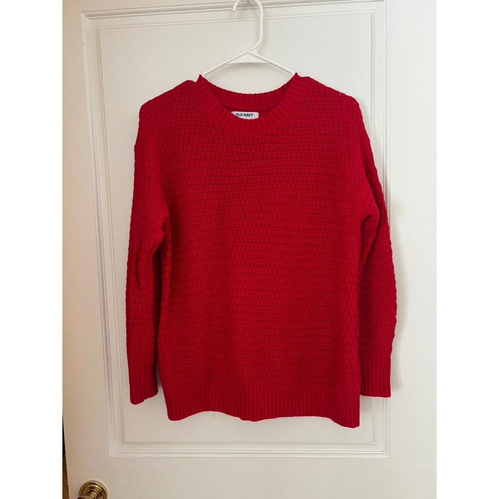 Old Navy Red Textured Knit Tunic Length Sweater Women's Size‎ S